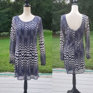 Fire Los Angeles Long Sleeve Scoop Back Chevron Dress